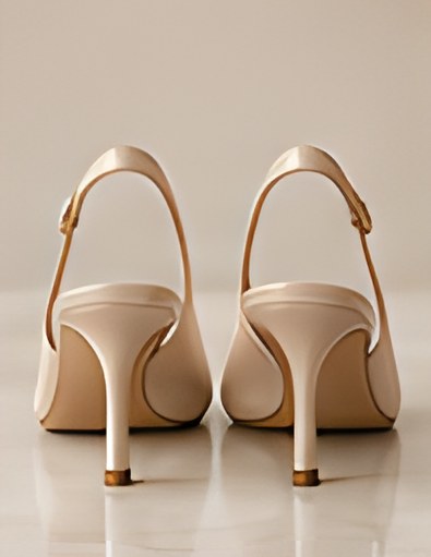 DIID Almond-Toe Pump heels in beige, back view