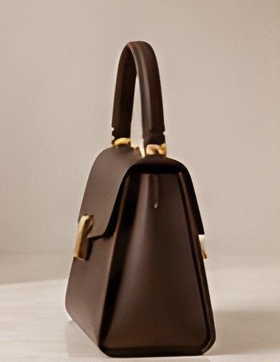 Side view of the DIID chocolate Gold-Clasp Shoulder Bag