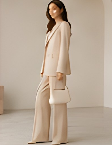 DIID Relaxed Tailoring Set in beige: relaxed blazer and trousers, side view