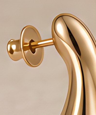 Close-up of the DIID sculpted gold-tone stud earrings