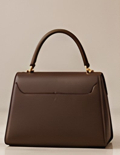 Back view of the DIID Signature Structured Handbag in chocolate