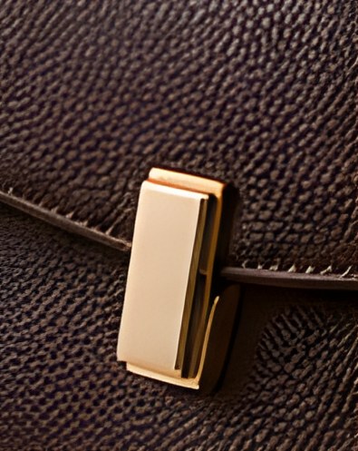 Gold-tone clasp detail on the DIID Structured Evening Clutch