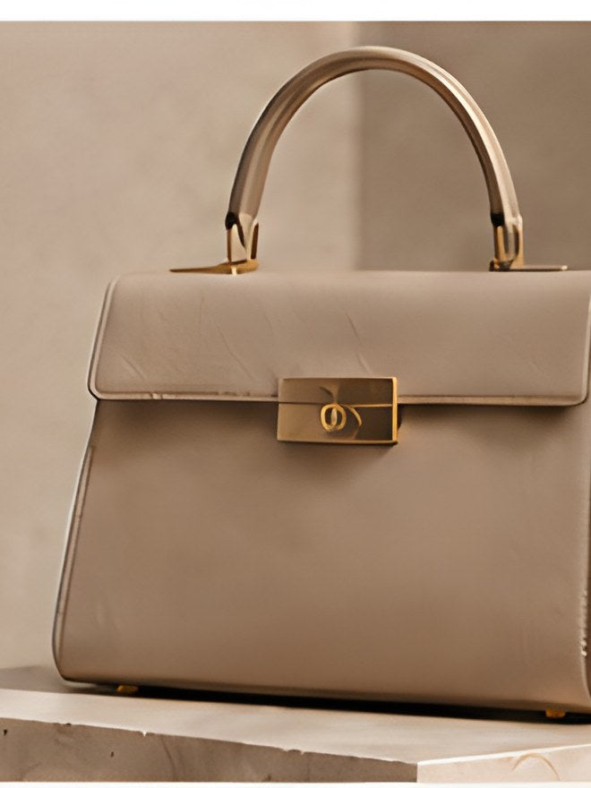 DIID Top-Handle Mini Bag in taupe with a gold-tone clasp